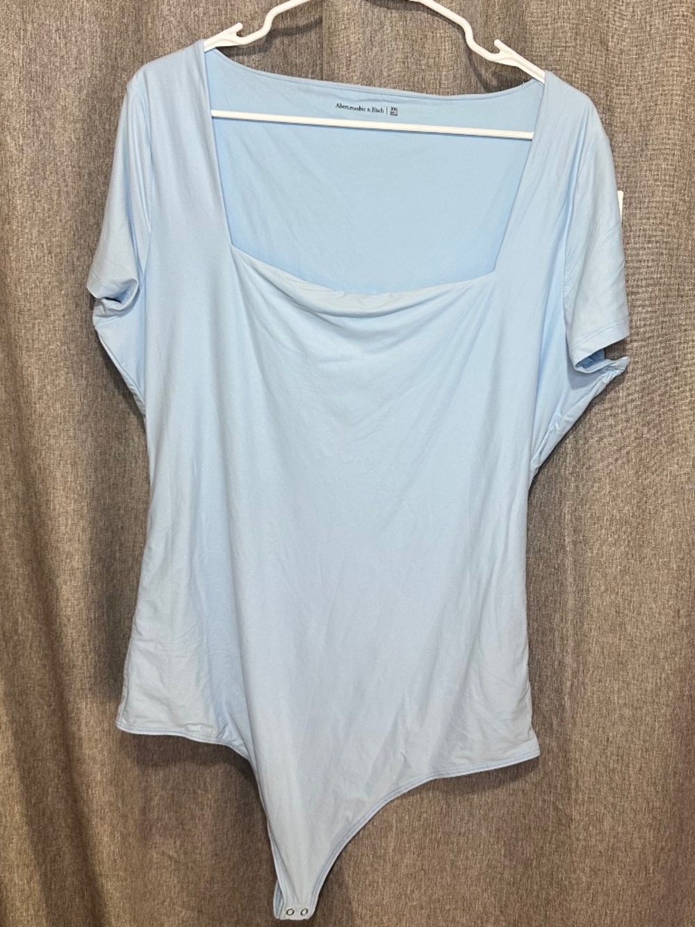 Abercrombie & Fitch Light Baby Blue Square Neck Short Sleeve Bodysuit - XXL